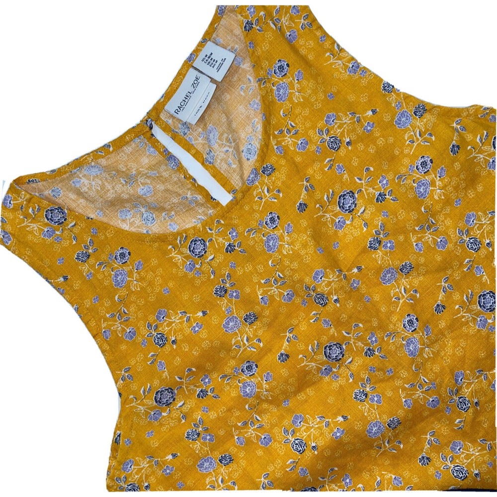 Rachel Zoe Mustard Yellow Floral Sleeveless Dress